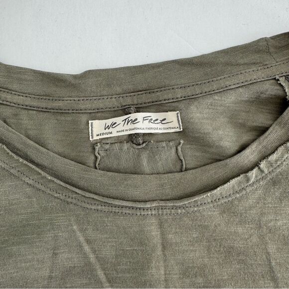 Free People Washed Army Green Arden Tee Size Medium NWOT - Picture 3 of 6